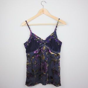 Raga Navy Blue Velvet Sheer Camisole